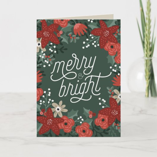 Carte pliée de Noël Poinsettia Foliage (Devant)