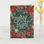 Carte pliée de Noël Poinsettia Foliage (Fleur jaune)