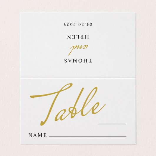 Carte pliée de numéro de table de mariage (Outside Unfolded)