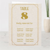 Carte pliée de numéro de table et de place (Dos)