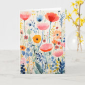 Carte pliée de prairie fleurie colorée simple (Fleur jaune)