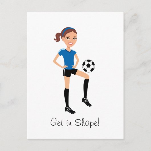 Carte pliée de soccer caricaturale pour fille (Devant)