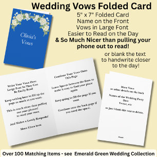 Carte pliée de vœux de mariage bleu cobalt