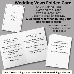 Carte pliée de vœux de mariage Noir Blanc