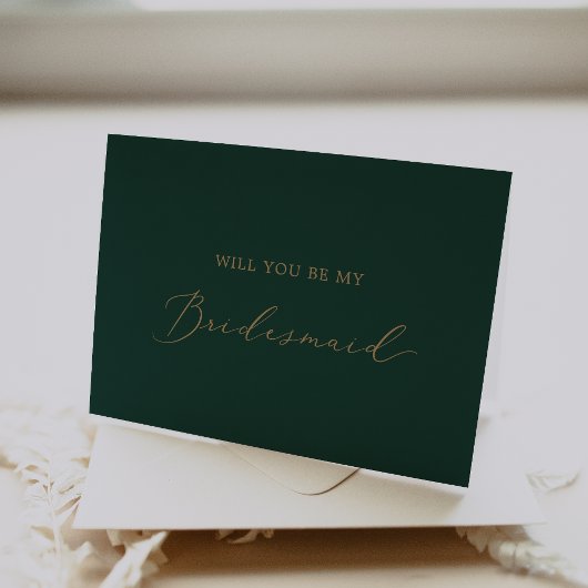 Carte pliée Delicate Gold et Green Bridesmaid