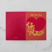 Carte pliée d'huile d'or de coeur personnalisée (Mise à l'extérieur)