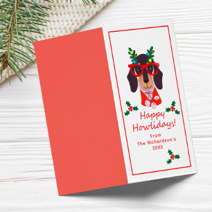 Carte pliée drôle de chien de Noël Howliday Chien