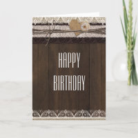 Carte pliée en burlap et bois avec dentelle de cam
