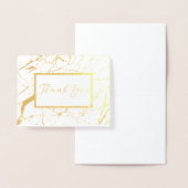 Carte pliée en Merci de marbre blanc et or (Affichage)