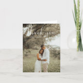 Carte pliée en Merci Mariage photo en blanc Script (Devant)