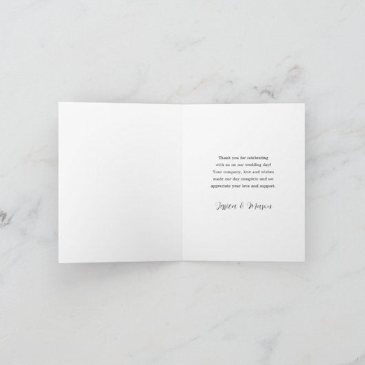 Carte pliée en Merci Mariage photo en blanc Script (Intérieur)