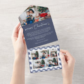 Carte pliée en trois Bleu de Noël (Déchirure)