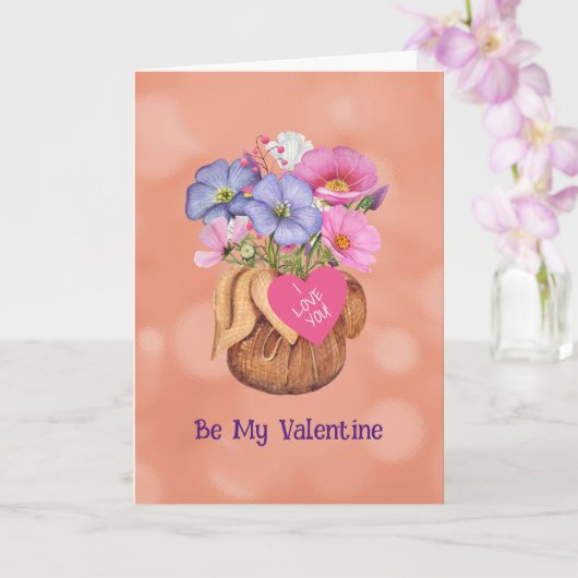 Carte pliée Fleurs pour ma Valentine 5" x 7" (Orchidée)