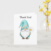 Carte pliée Gnome de printemps (Fleur jaune)