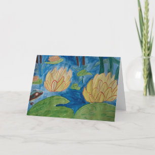 Carte pliée grenouille et Nénuphar