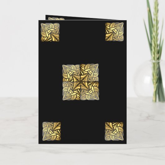 Carte pliée mariage Black Gold avec menu (Dos)