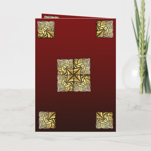 Carte pliée mariage or bordeaux avec menu (Dos)