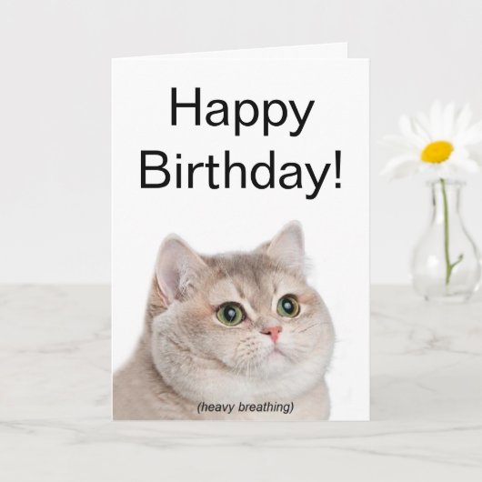 Carte pliée Mème de chat Respirant lourd (Petite plante)