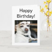 Carte pliée Mème de chien sourcil (Fleur jaune)