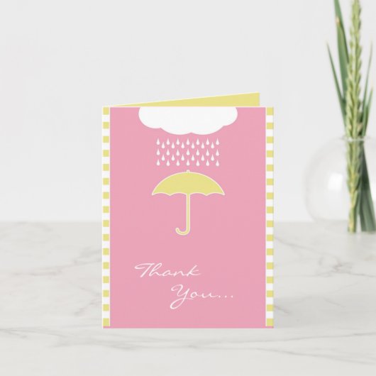 Carte pliée Merci bébé fille douche (Devant)