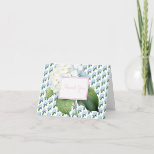 Carte pliée Merci bleu rose Hydrangea