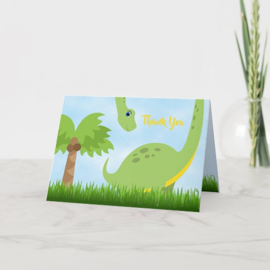 Carte pliée Merci Dinosaure Vert (Devant)