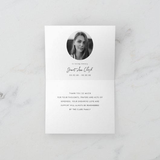 Carte pliée Merci funéraire et de sympathie (Intérieur)