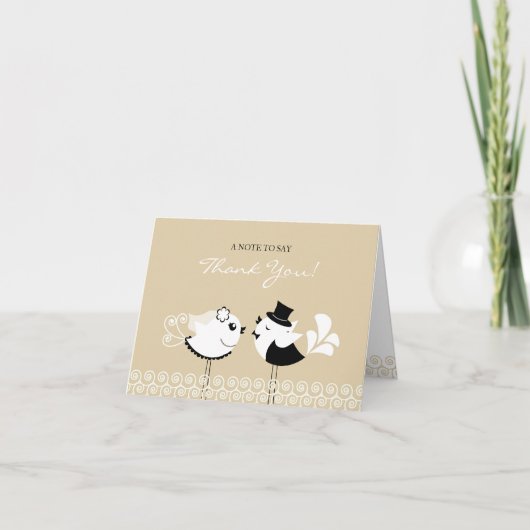 Carte pliée Merci Mariage Birds (Devant)