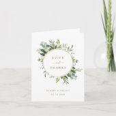 Carte pliée Merci vert or botanique (Devant)
