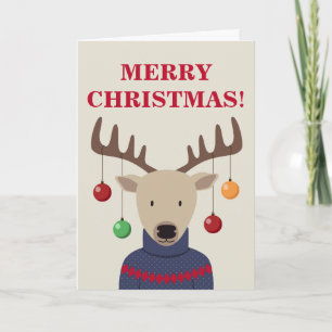 Carte pliée Noël aux cerfs