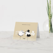 Carte pliée Oiseaux de mariage Merci (Dos)