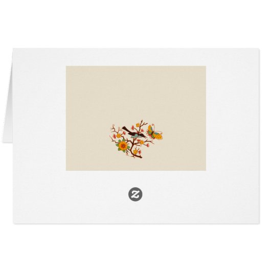 Carte pliée Oiseaux et papillons (Dos Horizontal)