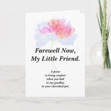 Carte pliée Poème Sympathy Pet