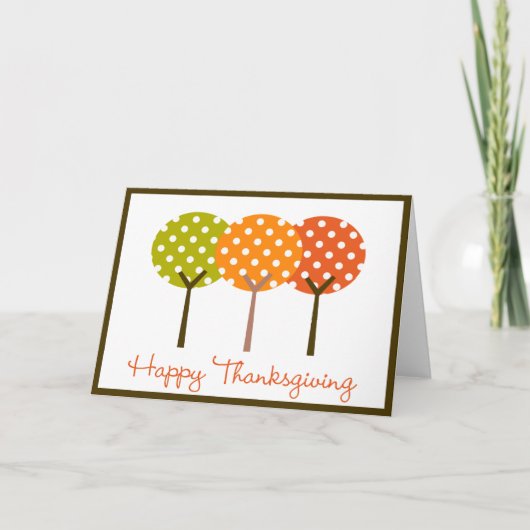 Carte pliée Polka Arbre bon thanksgiving (Devant)
