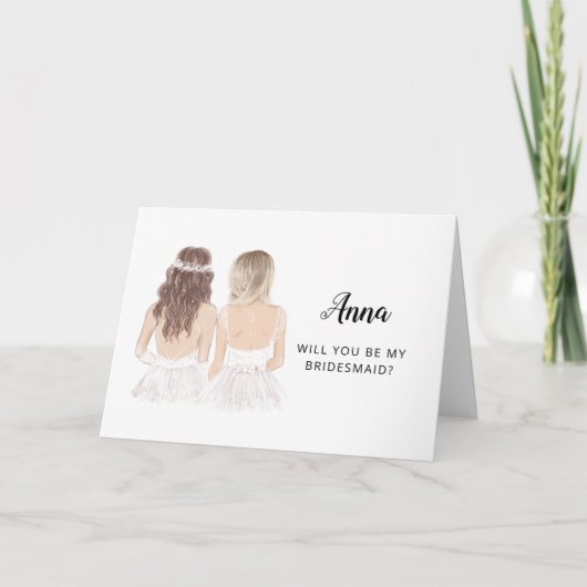 Carte pliée pour demande de demoiselle d'honneur (Devant)