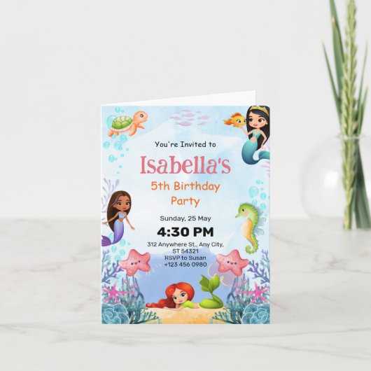 Carte pliée pour une fête d'anniversaire de 5 ans  (Devant)