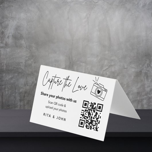 Carte pliée QR code Chic Moderne Capturez l'Amour