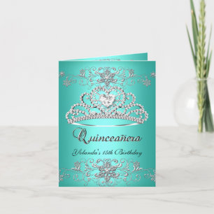 Carte Pliée Quinceanera Diadème Paillettes Sarcell