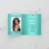 Carte pliée Quinceanera Parties scintillant Turquo (Intérieur)