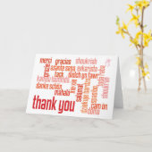 Carte pliée rouge Merci (Fleur jaune)