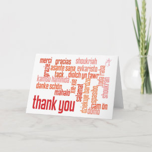 Carte pliée rouge Merci