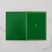 Carte Pliée Verte Monogramme Véritable Gold Foil (Mise à l'extérieur)