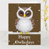 Carte pliée vintage Chouette à neige (Fleur jaune)