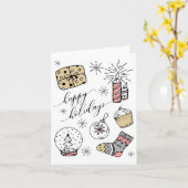 Carte pliée Whimsical Happy Holidays (Fleur jaune)