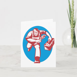 Carte Plombier courant avec une clé et une boîte à outil