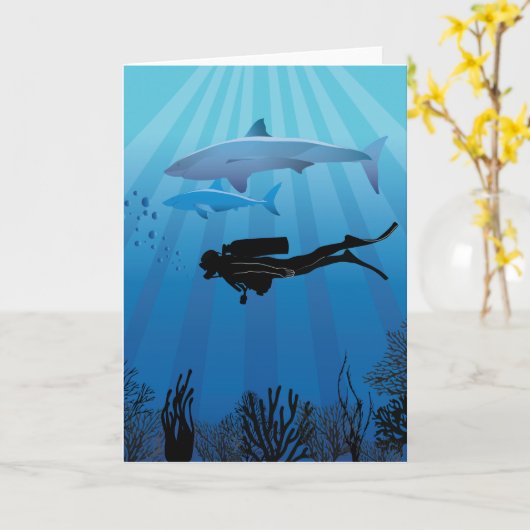 Carte Plongée de requin Plongée plongée (Fleur jaune)