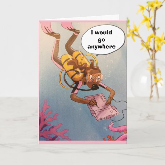 CARTE "PLONGÉE EN SCUBA" JE VAIS "N'IMPORTE OÙ" **JOLI A (Fleur jaune)