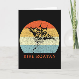 Carte Plongée Roatan Vintage Rétro Tril Stingray Vacance
