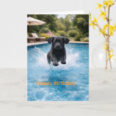 Carte Plongeon dans la piscine pour un chiot Labrador no (Fleur jaune)