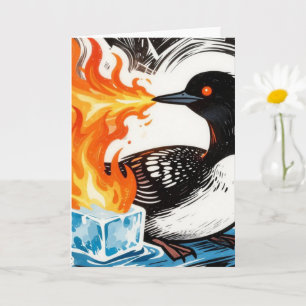 Carte Plongeon furieux soufflant du feu faisant fondre l